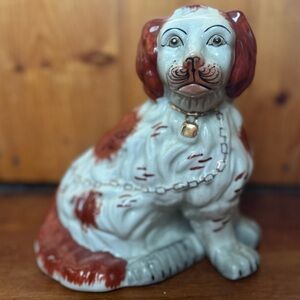 RARE Vintage Medium Staffordshire Pottery Dog Hearth Spaniel
